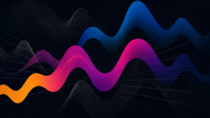 Abstrakte Musikgrafik mit Schallwellen, Linien und Kontrasten