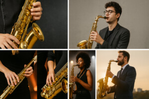 Collage mit Saxophonisten