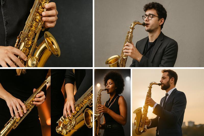 Collage mit Saxophonisten